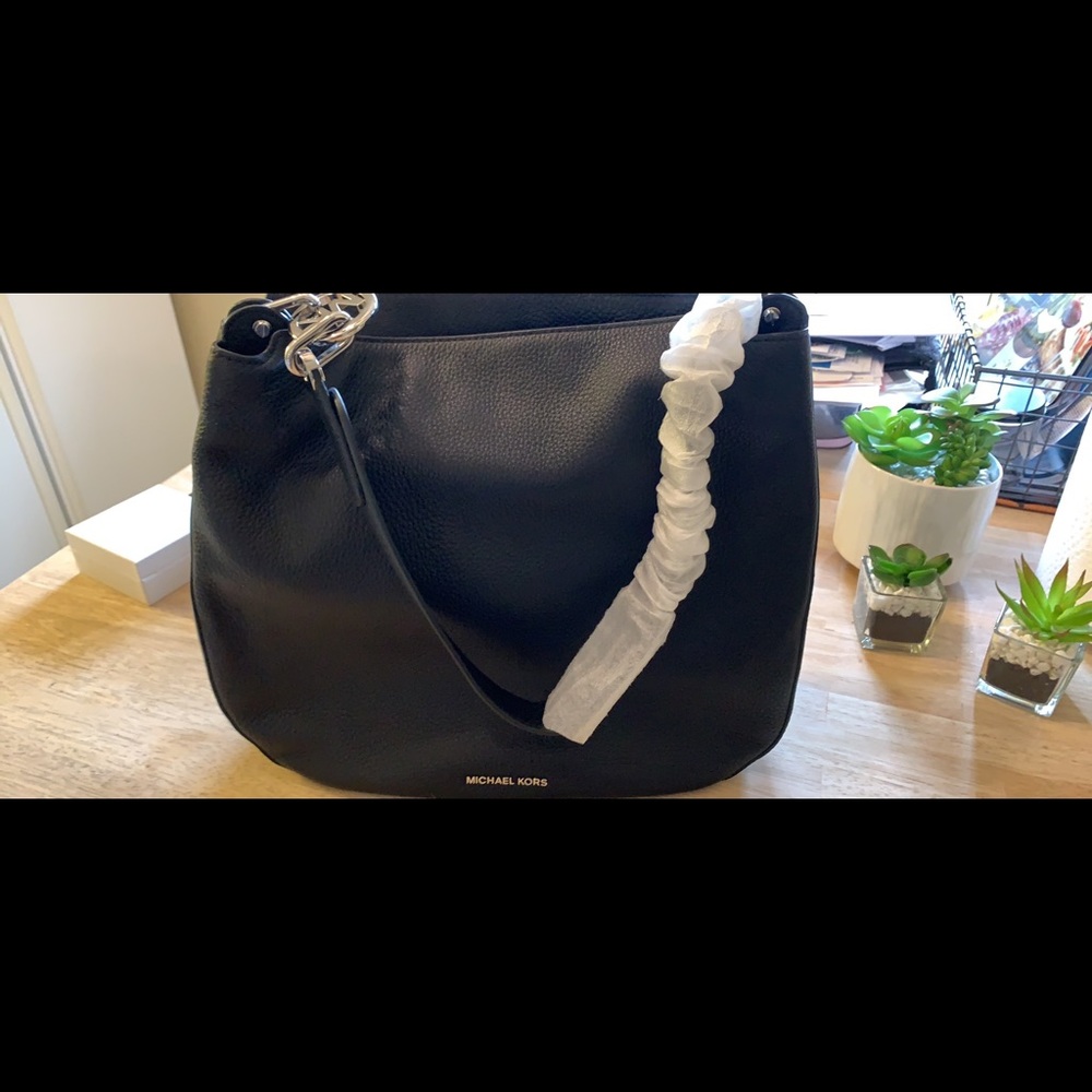Michael Kors black with silver chain hardware